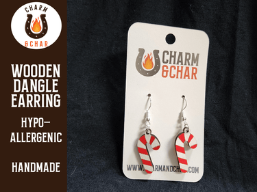 Candy Cane Dangle Earring - Christmas Fashion Earring - Dangle Earring - Charm and Char